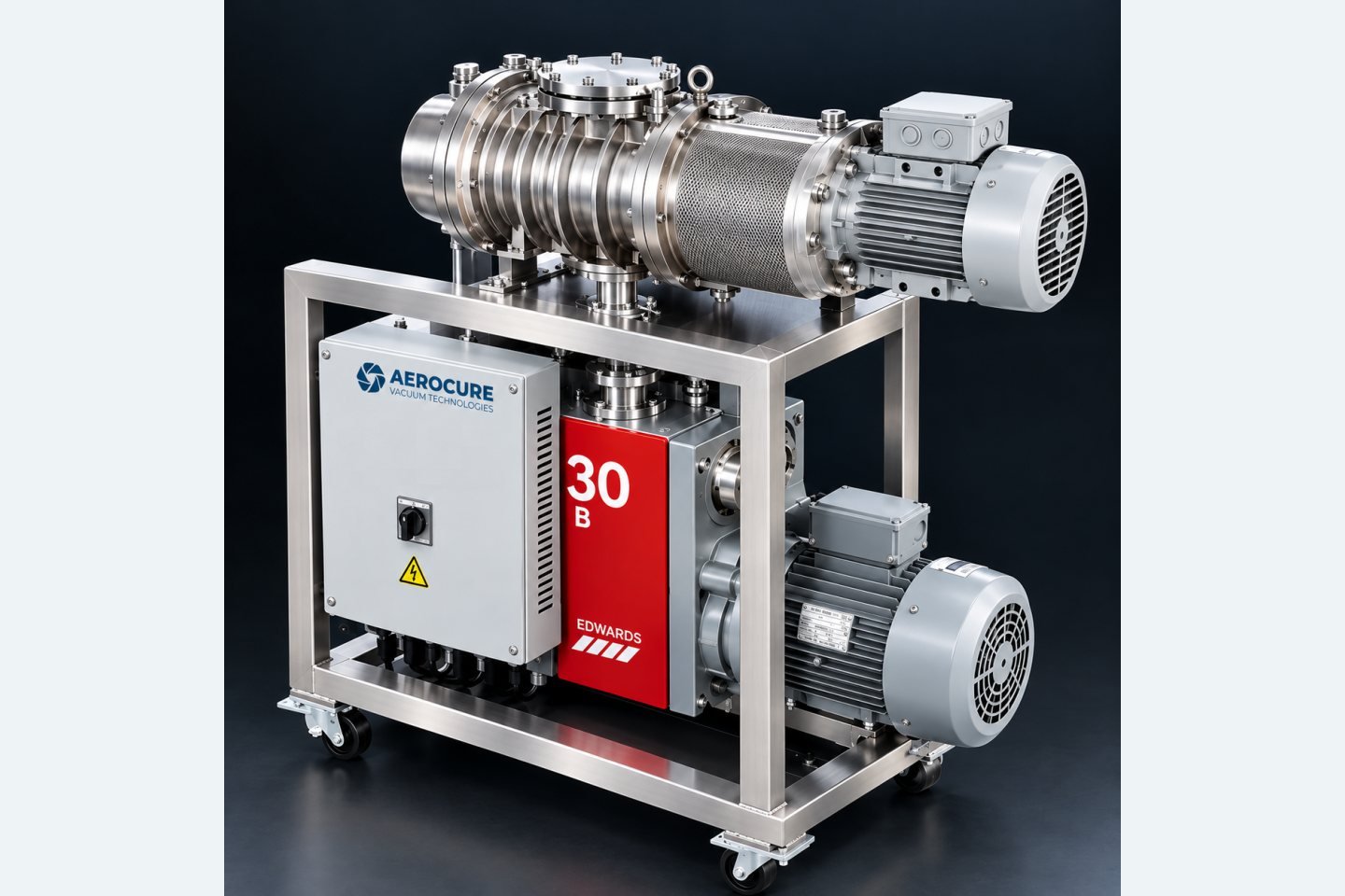 Industrial vacuum pumping system skid with dual pumps and integrated controls