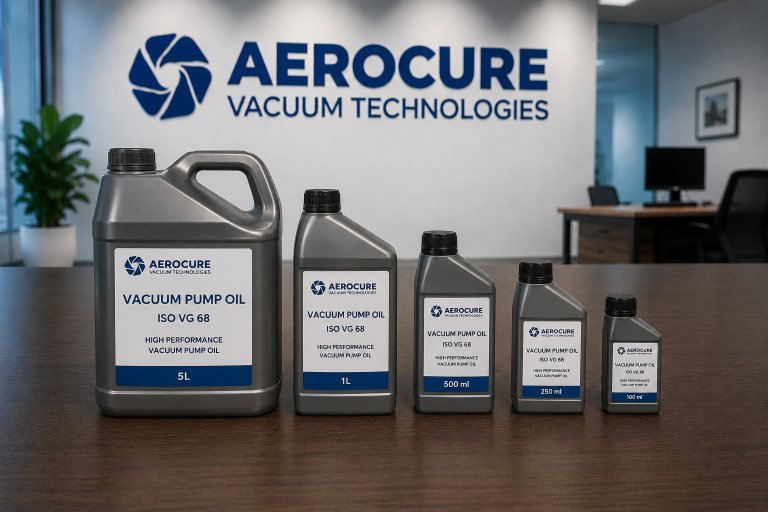 Vacuum pump oil containers in multiple sizes